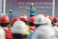 PT PLN (Persero) menggelar apel siaga kelistrikan pada Kamis (31/8) di Istora Senayan, Jakarta