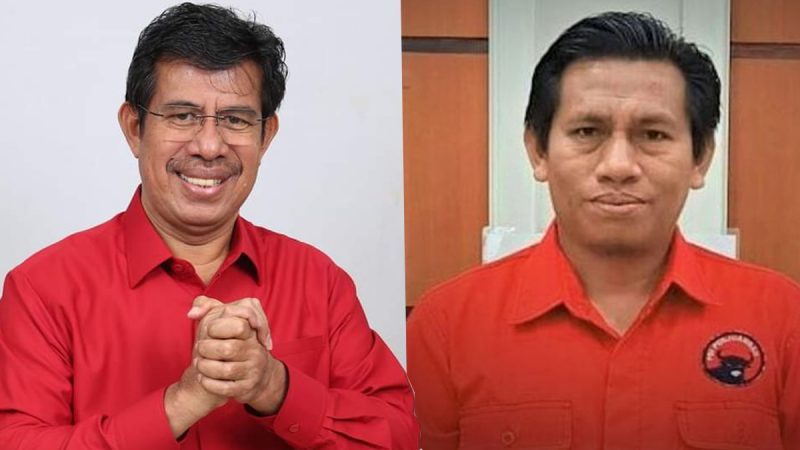 Mantan Bupati Halsel, Bahrain Kasuba dan Ketua Bappilu PDIP Maluku Utara, Irfan Hasanudin