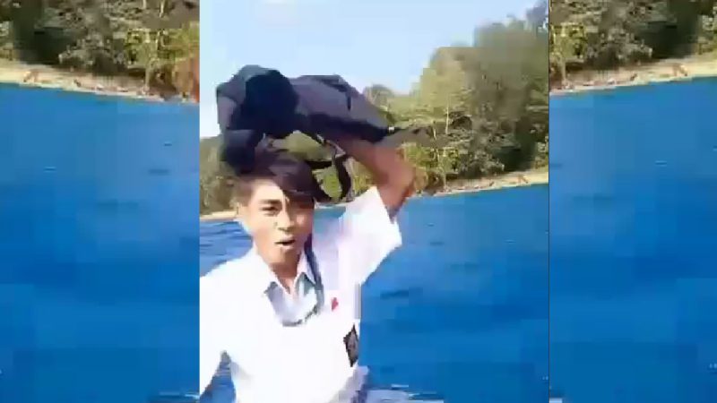 Kondisi Tiga (3) orang siswa asal Desa Saminyamau di Kabupaten Pulau Morotai nyaris tenggelam setelah sampan yang ditumpangi mereka terbalik