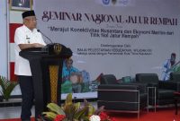 Walikota Tidore Kepulauan Capt. H. Ali Ibrahim saat membuka dengan resmi Seminar Nasional Jalur Rempah hari Nusantara Tahun 2023, di Aula Sultan Nuku Kantor Walikota, Senin (11/12/2023)