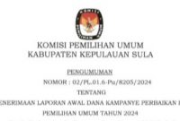 Pengumuman KPU Kepulauan Sula terkait LADK 18 partai politik