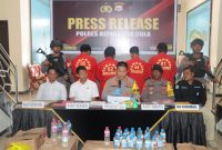 Kapolres Kepulauan Sula AKBP Kodrat Muh. Hartanto gelar konfrensi pers, Rabu (7/2/2024)