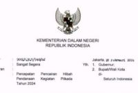 Surat Kemendagri yang ditujukan kepada seluruh Gubernur, Bupati dan Walikota di seluruh Indonesia.