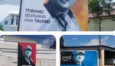 Baliho Walikokota M. Tauhid Soleman yang diduga mengandung  unsur politik praktis terpasang di beberapa titik di Kota Ternate.